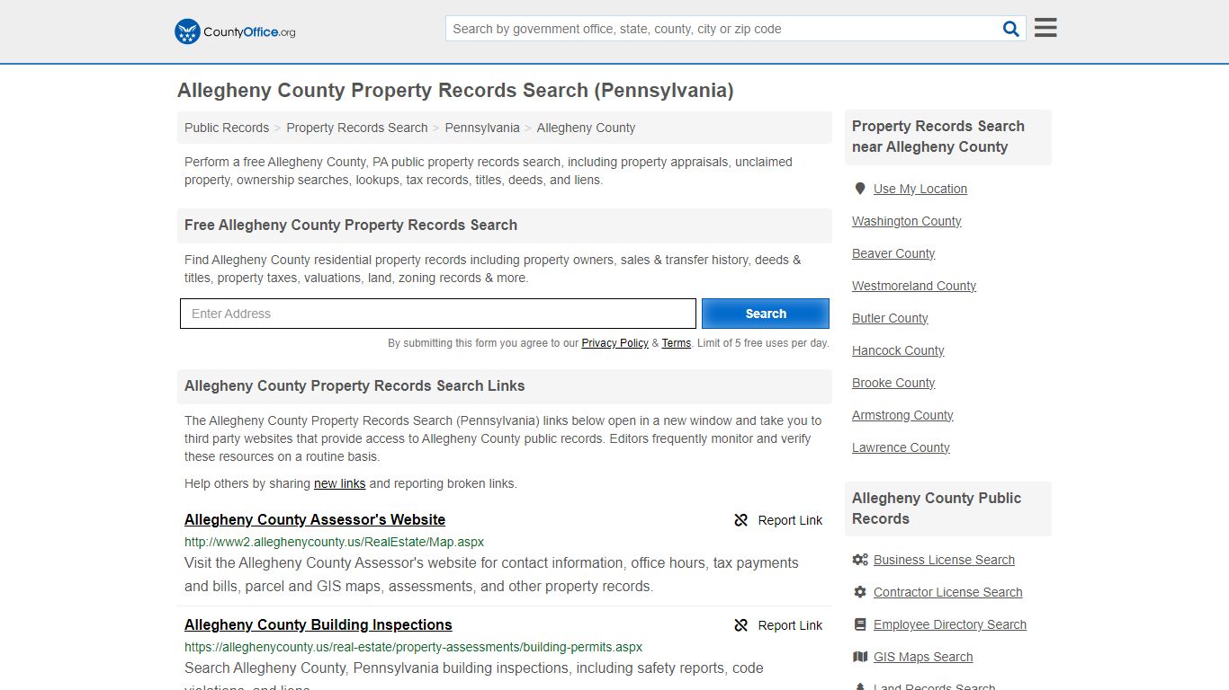 Allegheny County Property Records Search (Pennsylvania) - County Office