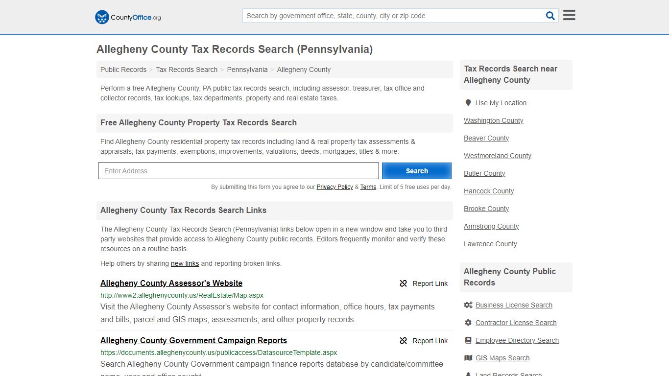 Allegheny County Tax Records Search (Pennsylvania) - County Office